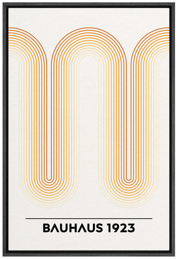 Framed Canvas Print Wall Art Bauhaus Geometric Orange Color Wave Abstract Shapes Illustrations Modern Decorative