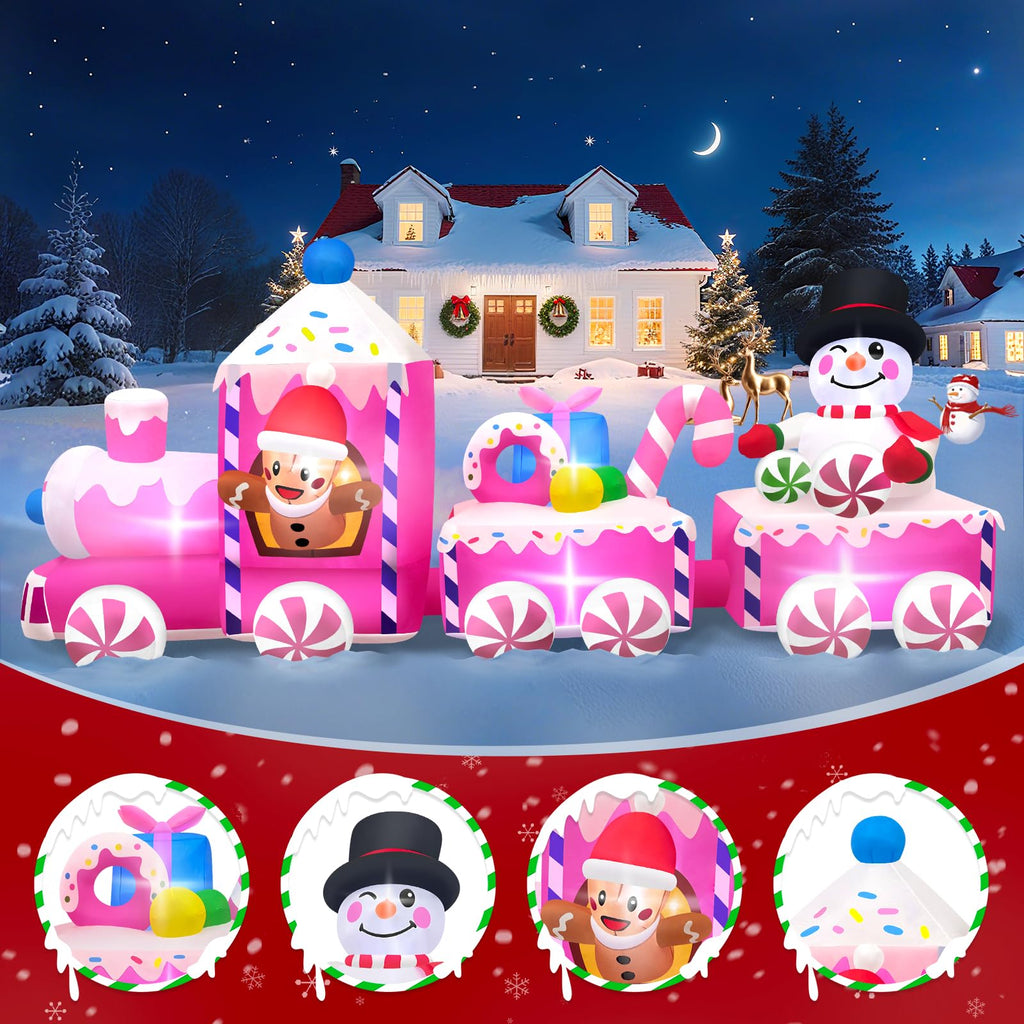 11FT Long Christmas Inflatable Train Outdoor Decoration