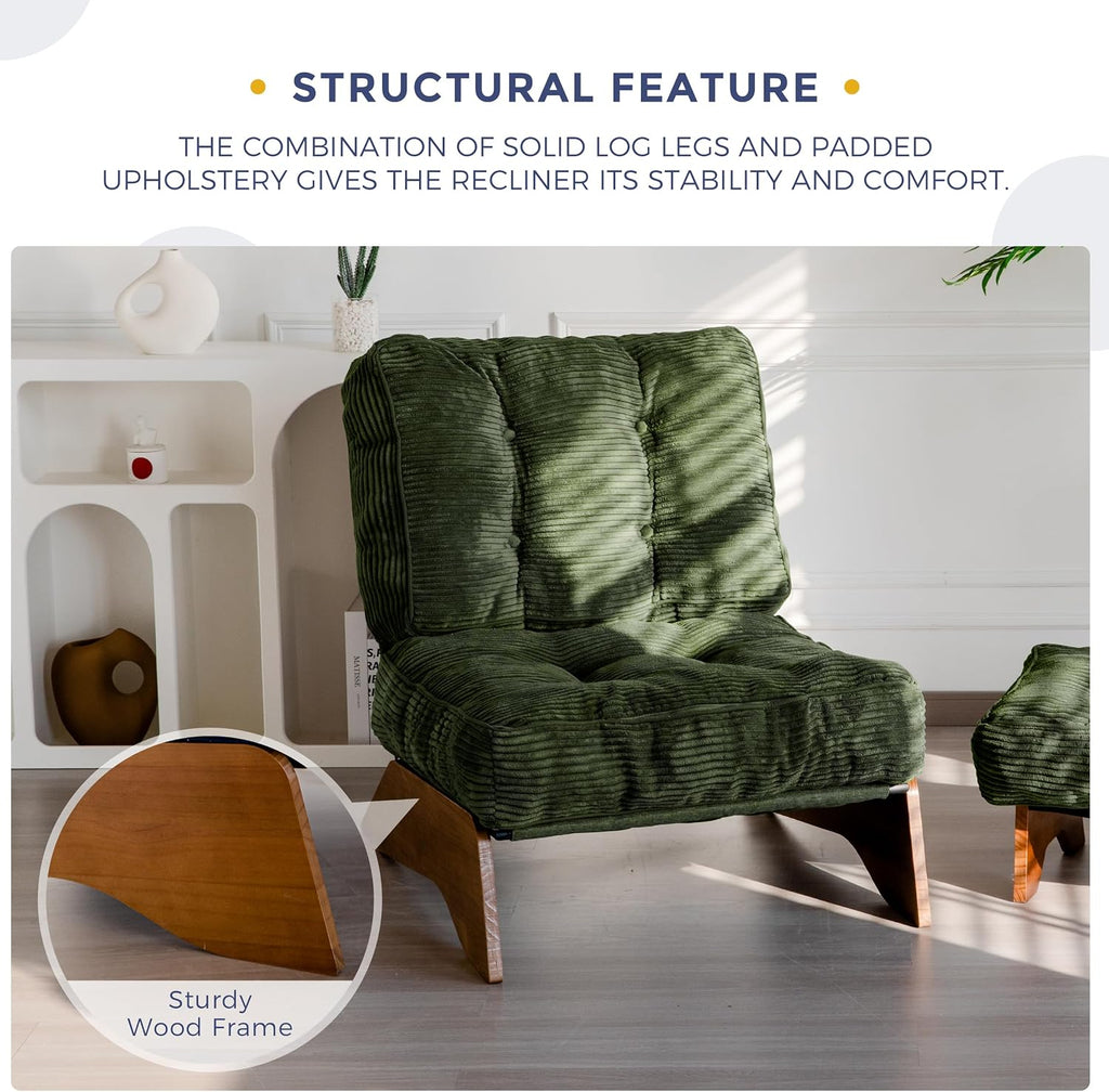 Accent Chair with Ottoman, Lounge Chair with Adjustable Backrest | Tufted Living Room Chair Upholstered Lounge Chair