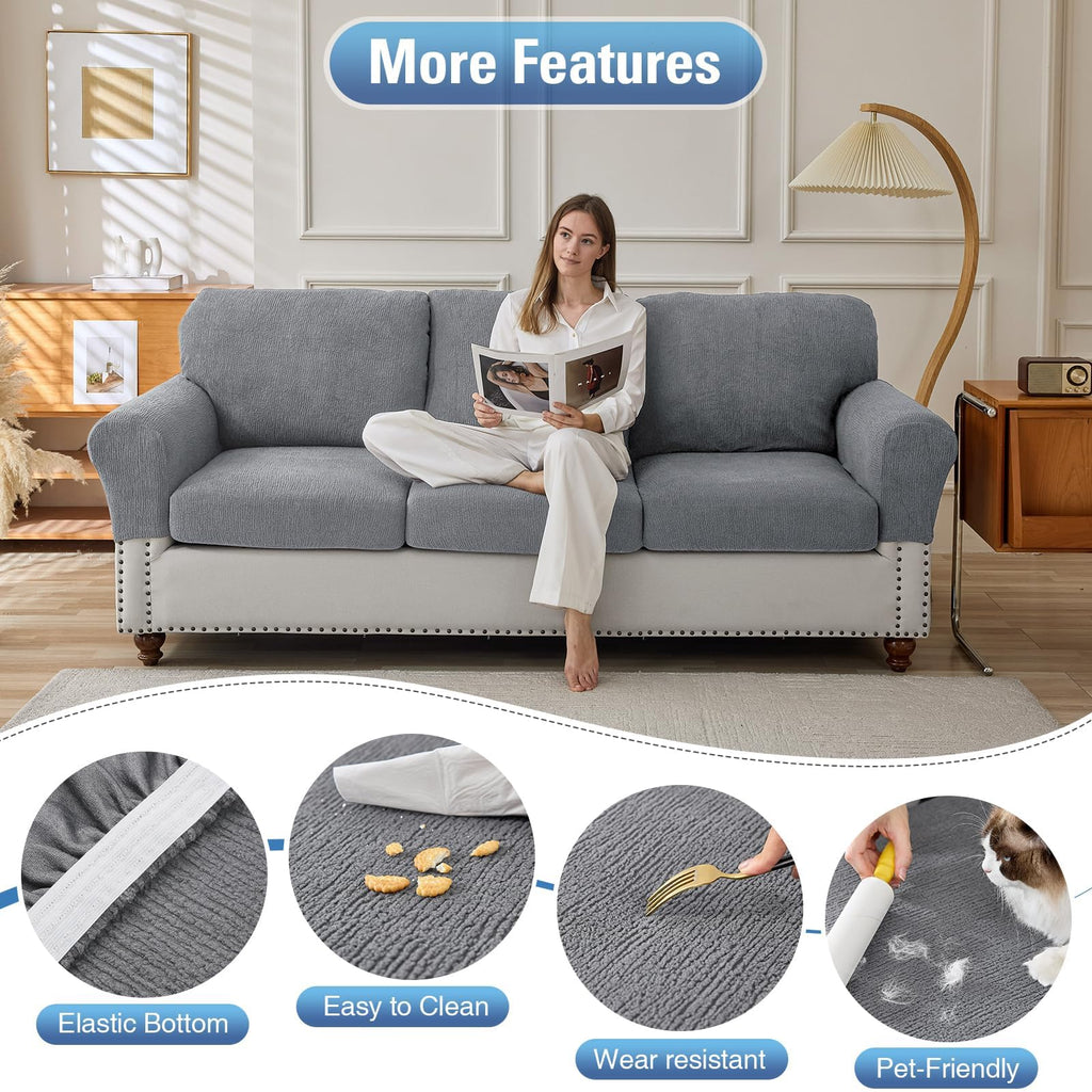 Couch Cushion Covers for Sectional Sofa Stretch Sofa Slipcovers Washable Wear-Resistant Sectional Couch Covers L