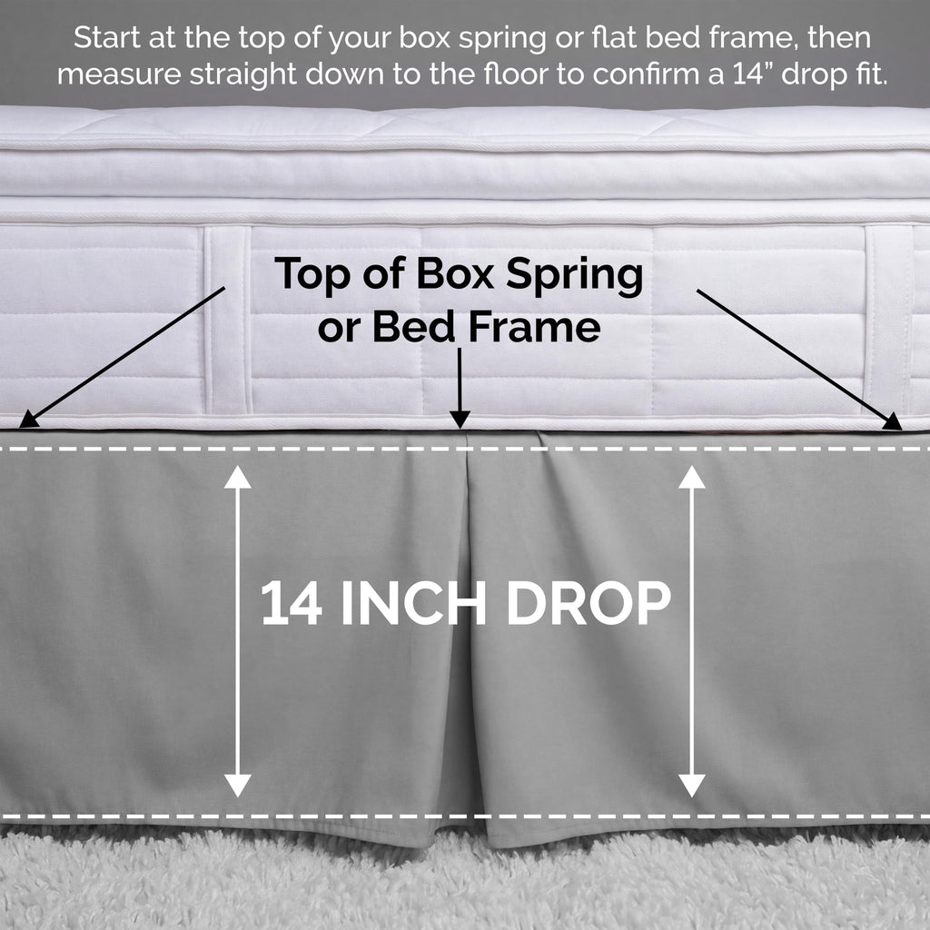 Microfiber Twin Bed Skirt 14 Inch Drop Split Corners Easy Care Steel Grey
