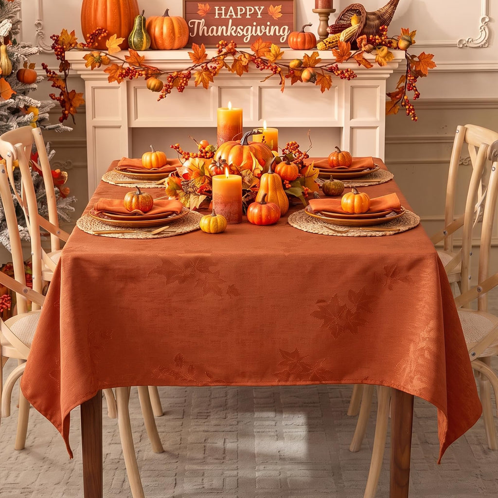 Fall Jacquard Rectangle Tablecloth 60 x 104 Inch Thanksgiving Decor