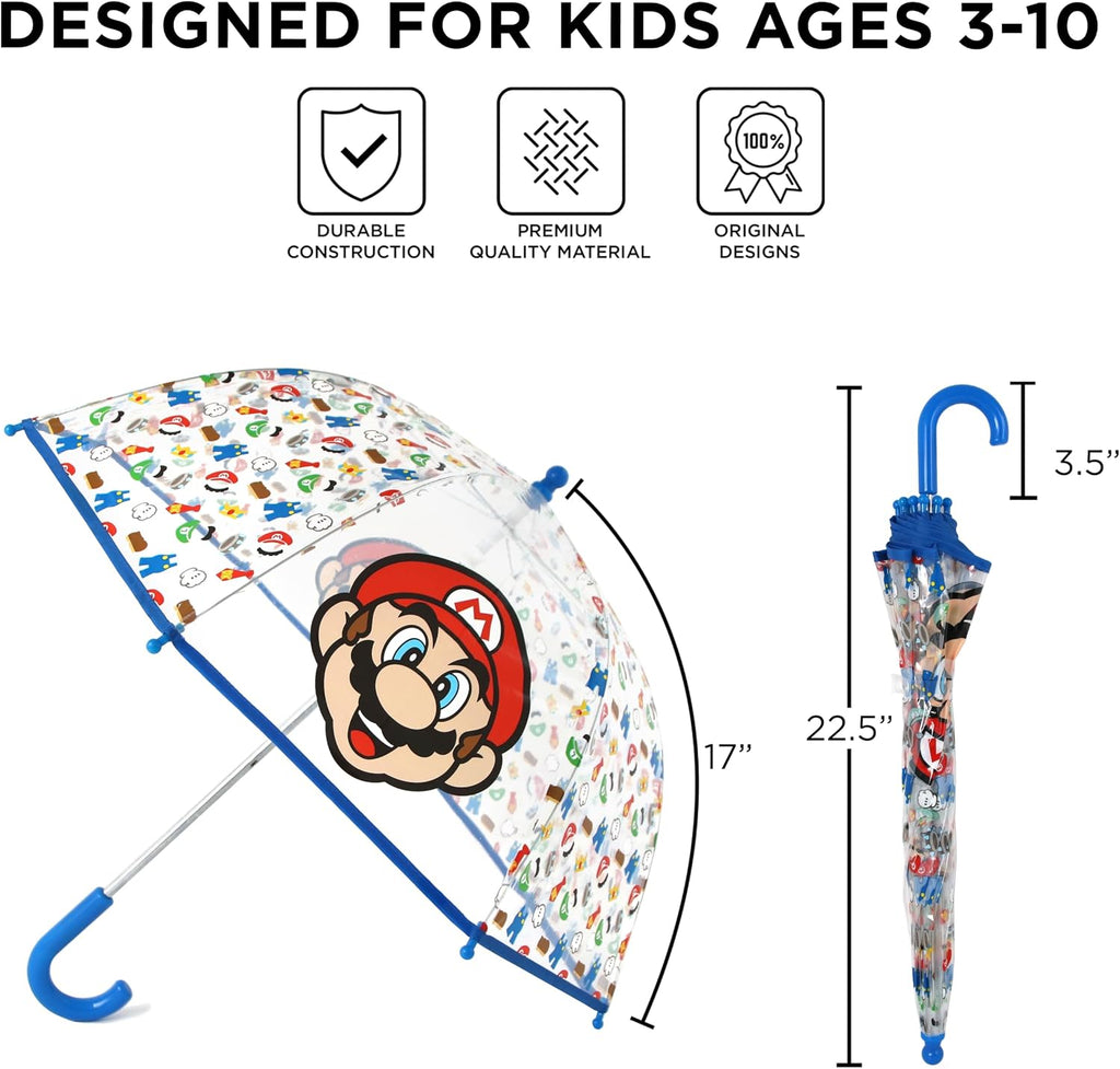 Kids Umbrella for Boys and Girls Dome clear bubble umbrellas for Rain Windproof & Transparent with Easy Grip Handle