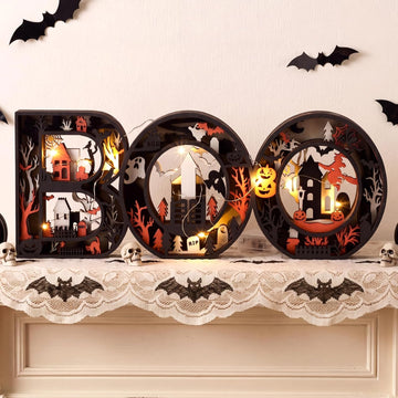 Halloween Decor Indoor Boo Sign Marquee Light up Letters Table Decor
