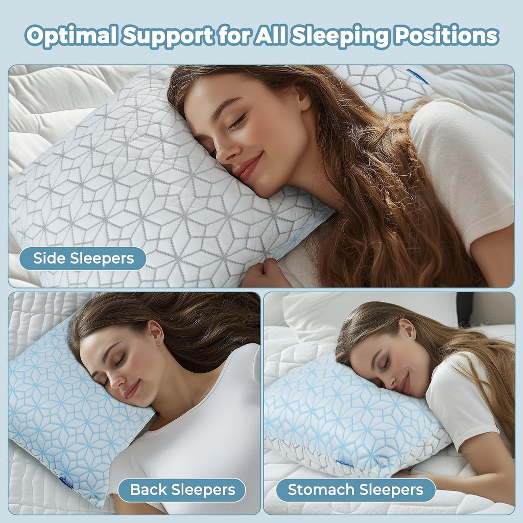 King Size Pillows Set of 2 Shredded Memory Foam Pillows 2 Pack, Adjustable Cooling Pillow for Side Sleepers, Back