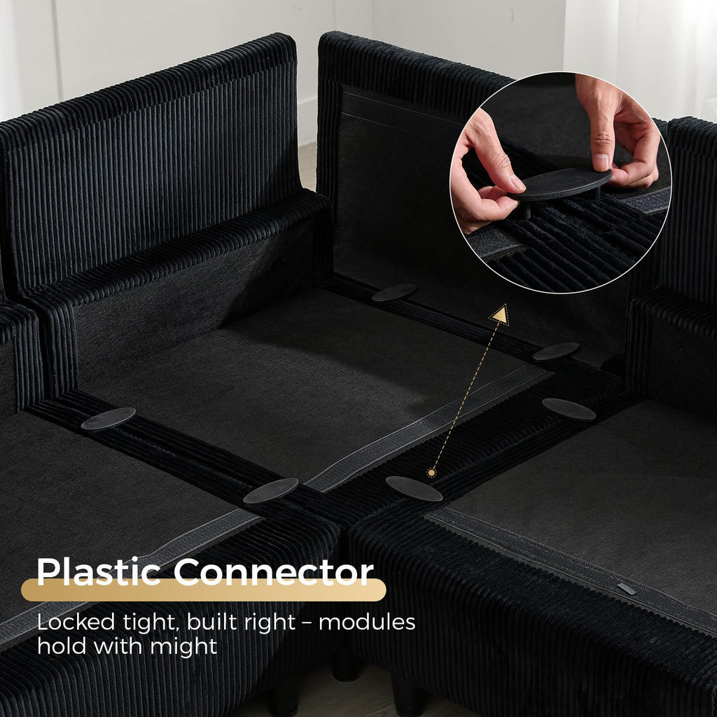 3 Seat 83'' Sofa Couch - Modular Sectional Small Couch with Storage Ottoman, Convertible L Shaped, Modern Reversible
