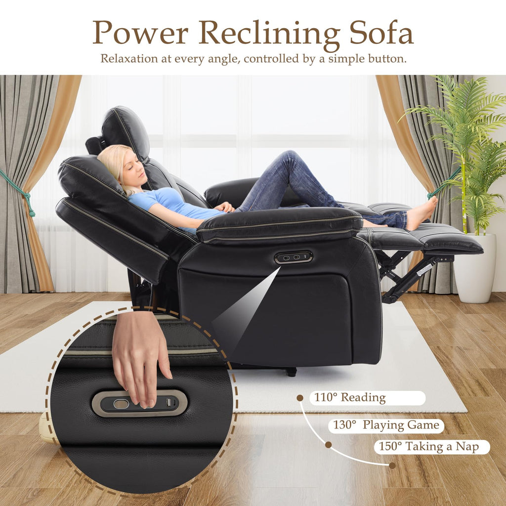 Power Reclining Loveseat with LED Reading Light/Storage Drawer, Power Loveseat Recliner Sofa, Reclining Loveseat with
