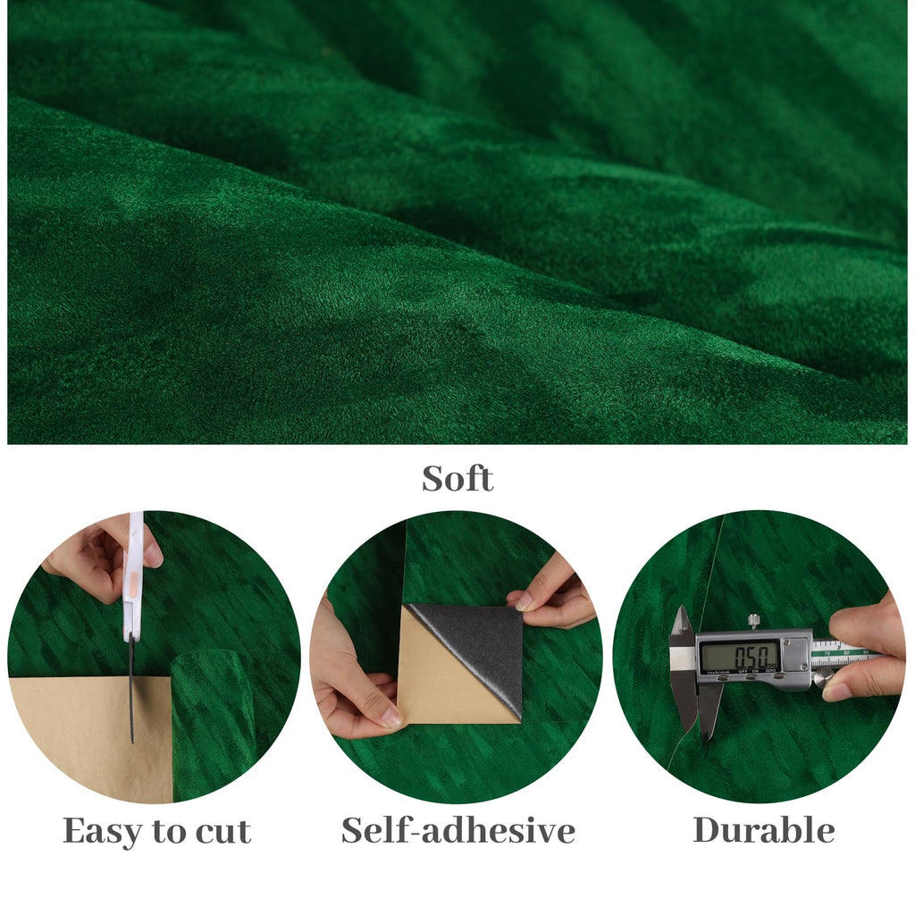15.7"x78.7" Dark Green Velvet Fabric Self Adhesive Felt Drawer Liner Soft Velvet Wallpaper Peel and Stick Green