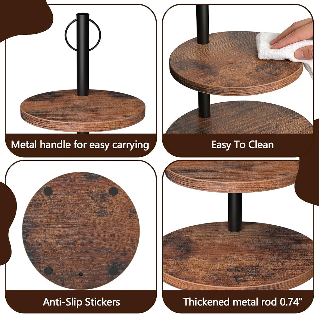 Cupcake Stand, 2 Pack Rustic Wood 3 Tier Cake Stand, Serving Tray - Set of 2