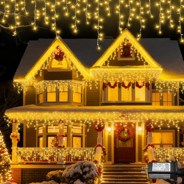 66ft 800 LED Icicle Lights Outdoor, 160 Drops Icicle Christmas Light Connectable, 8 Modes Warm White Xmas Icicle