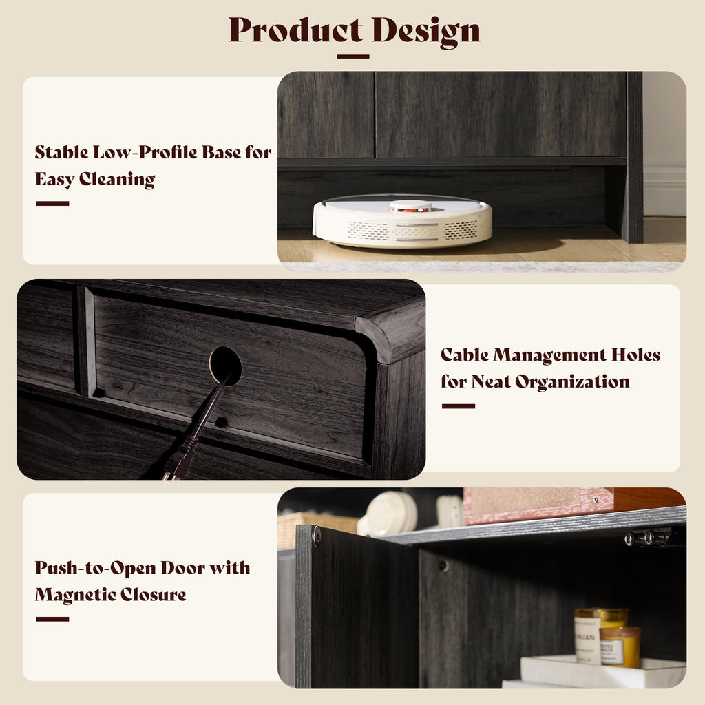 70" Modern Curved TV Stand with Storage for TVs Up to 80"