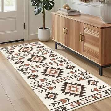Western Runner Rug Kitchen Bedroom, Southwestern Aztec Tribal Runner Rugs Southwest Navajo Machine Washable Rug