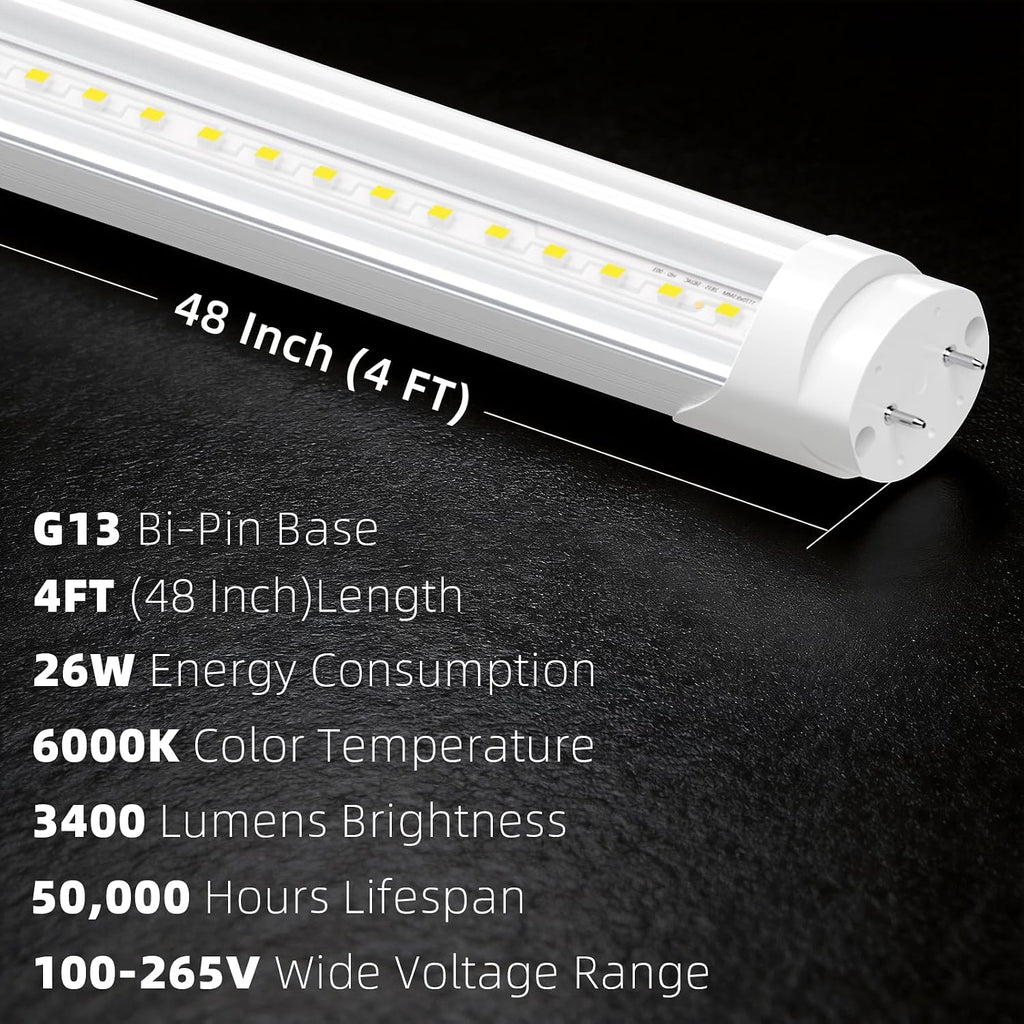 Fluorescent Light Bulbs 48 inch Long, Type A+B T8 LED Bulb 4 Foot Replacement for F32T8 or F40T12 Lights Tube