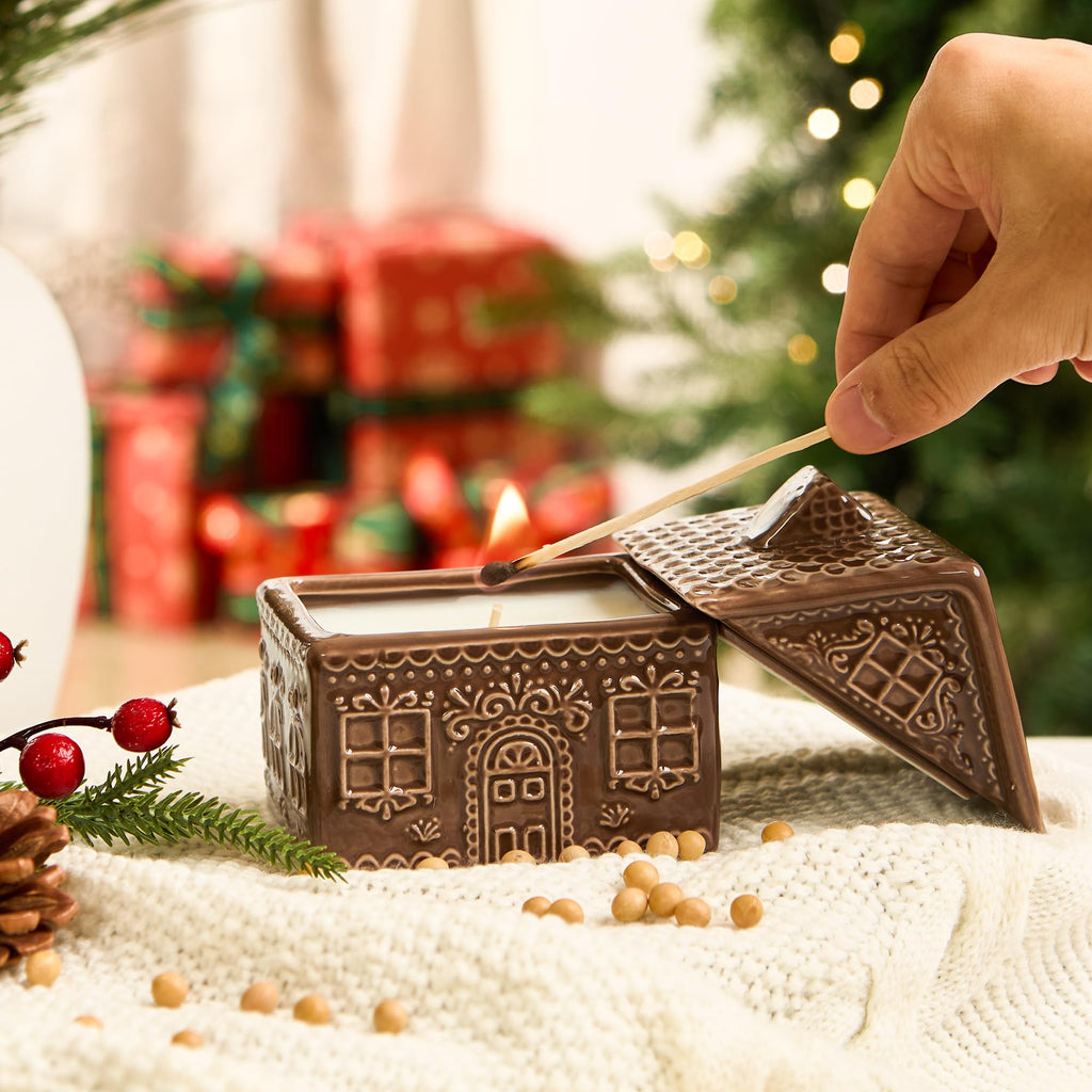 Christmas Scented Jar Candle Gingerbread House Decor for Gifts