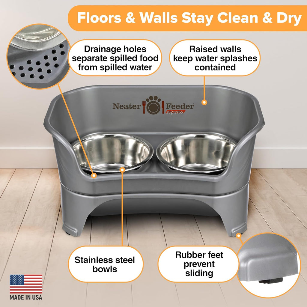 Feeder Express Mess Proof Dog Bowls Elevated for Medium to Large Sized Breed, No Spill Raised Dog Food Bowl Stand