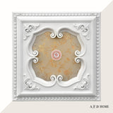 Four-Leaf Clover Square Chandelier Ceiling Medallion and Fan Medallion, 24 Inches, White and Gold