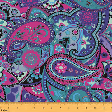 Abstract Floral Art Waterproof Fabric by The Yard Retro Mid-Century Ethnic Boho Style Decorative Fabric Soft
