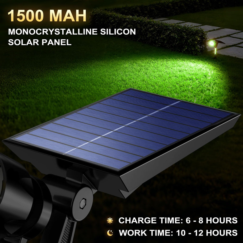 Solar Spot Lights Outdoor Waterproof Green Lens LED 4 Pack