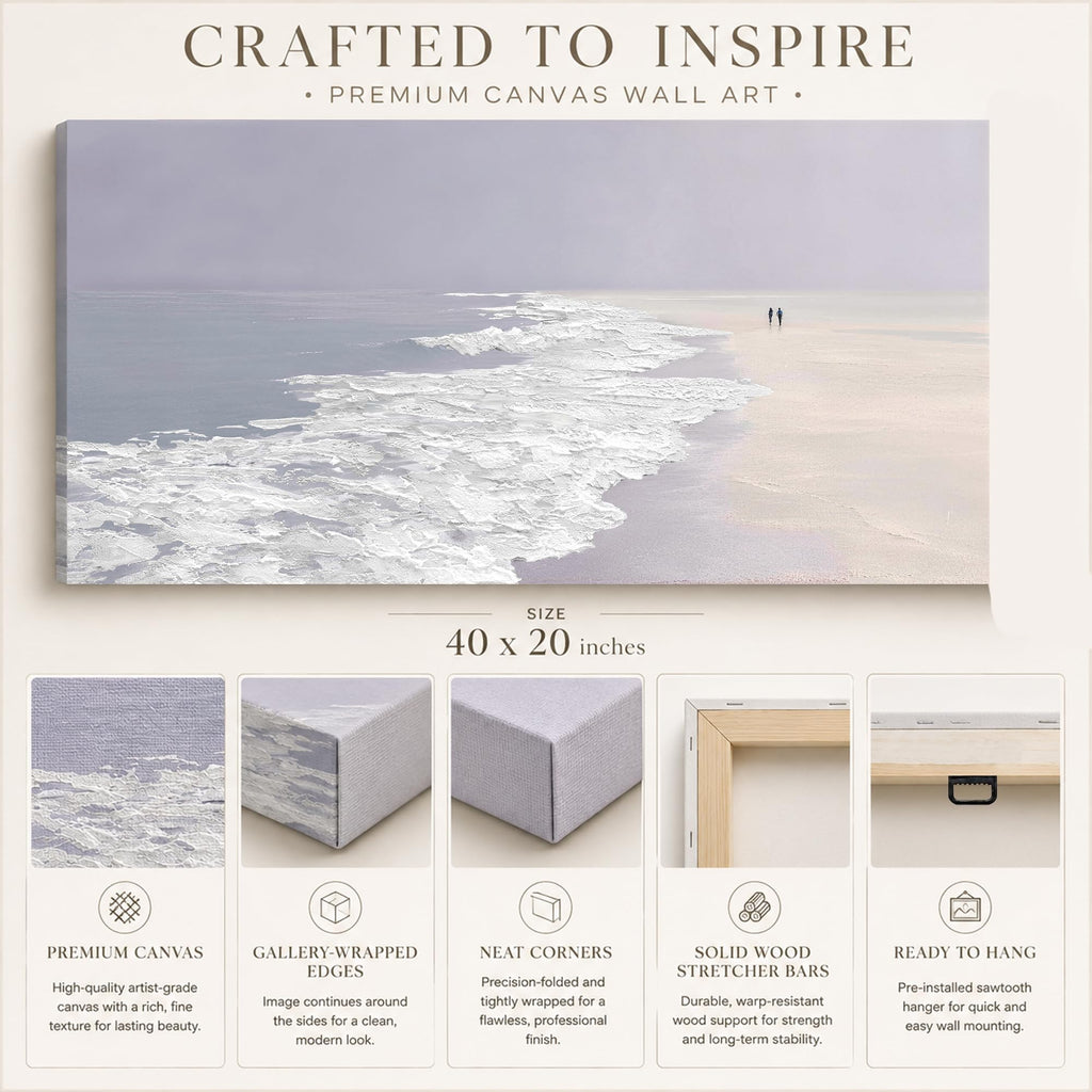 Ocean Seaside Wave Beach Canvas Wall Art 40"x20"