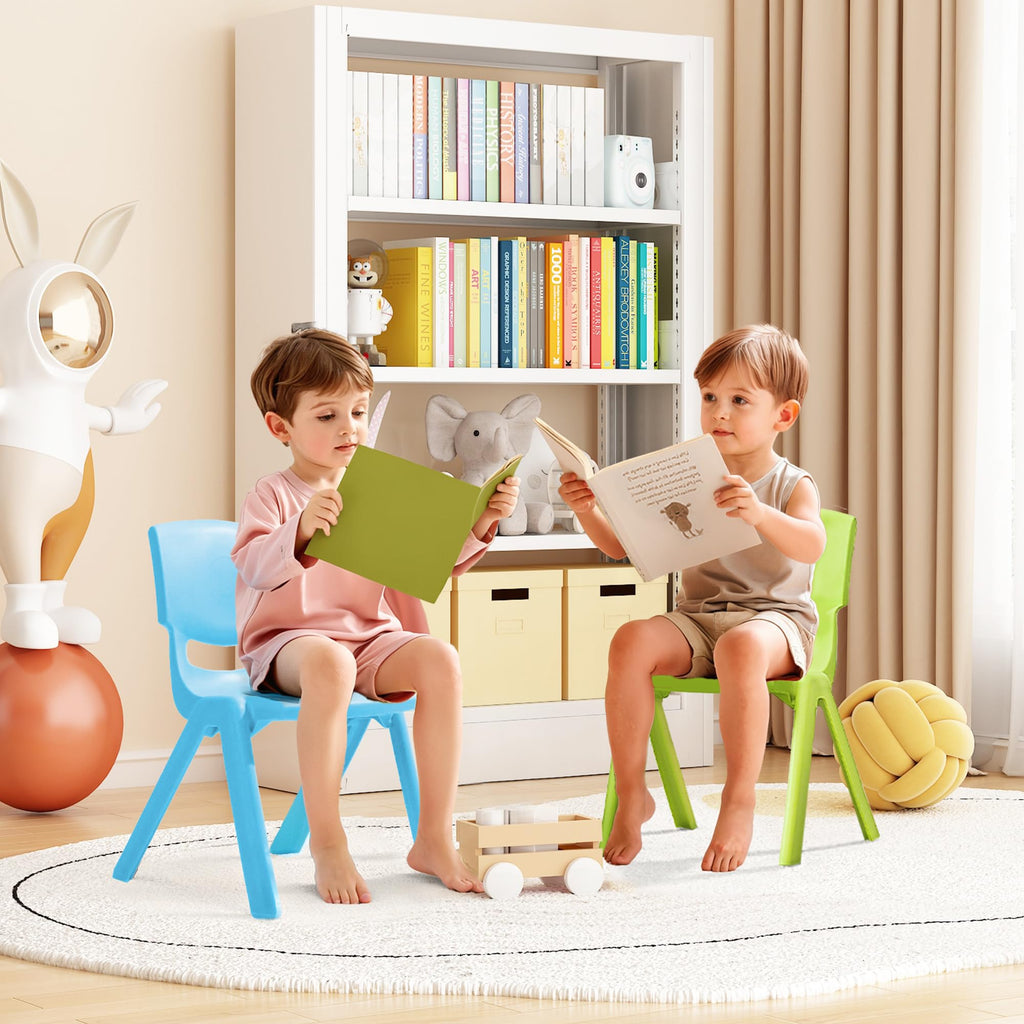 6Pcs Stackable School Chairs, Colorful Kids Plastic Chair for Toddlers with 11'' Seat, Kids Flexible Seating for