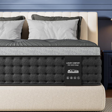 Firm King Size Mattress 14 inch, Cooling Hybrid King Mattress in a Box | Hotel-Collection 5-Zoned Support for Spinal