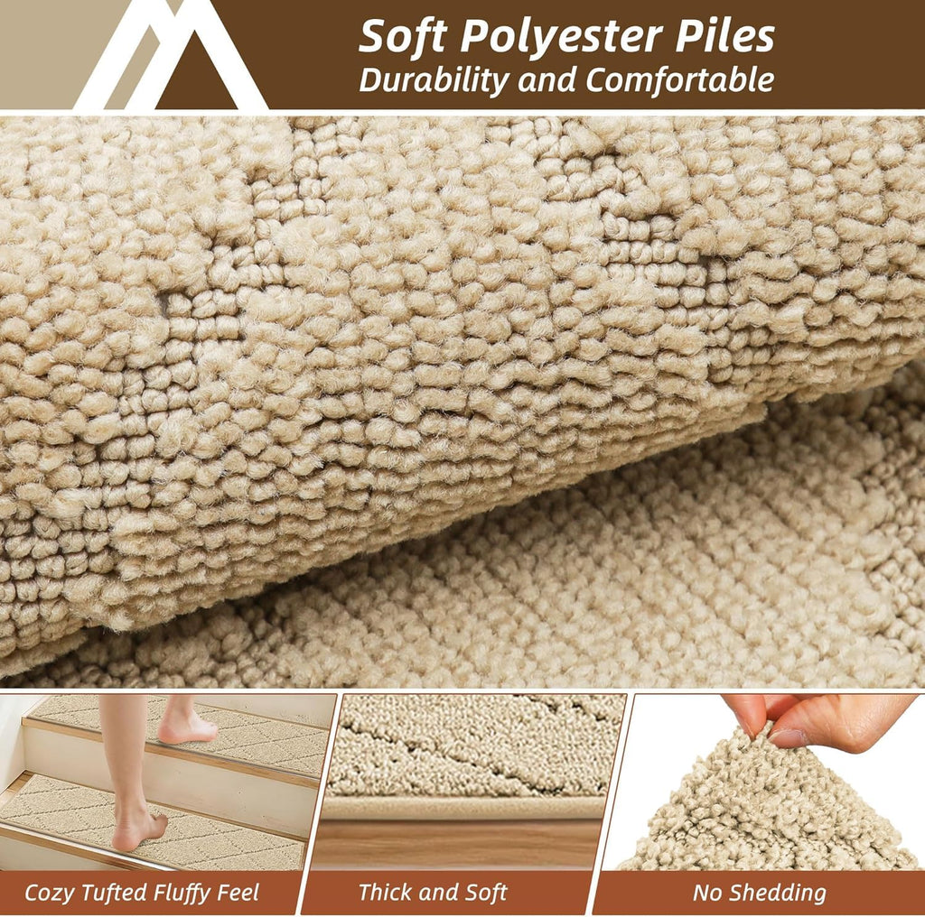 For Wooden Steps Non Slip 9"x28", 7pc, Warm Beige