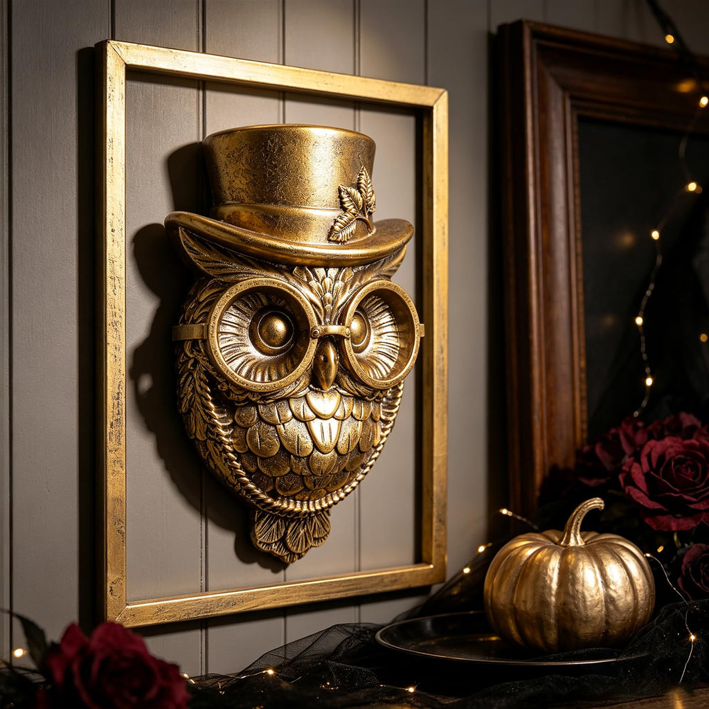 Animal Heads Wall Decor (Includes Metal Frame) Halloween Resin Animals Sculptures Head Wall Hanging Decoration Gold