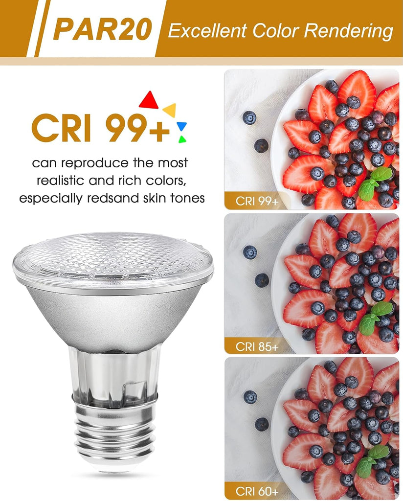 PAR20 50W Halogen Light Bulbs, 120V Dimmable 2800K for Range Hood