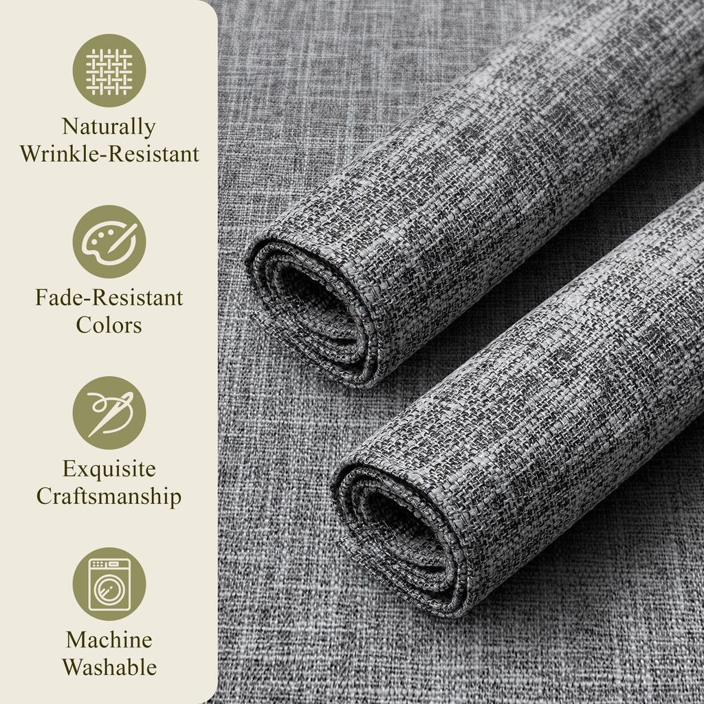 Placemats Set of 6, Durable Dual-Layer Fabric Table Mats, Light Gray