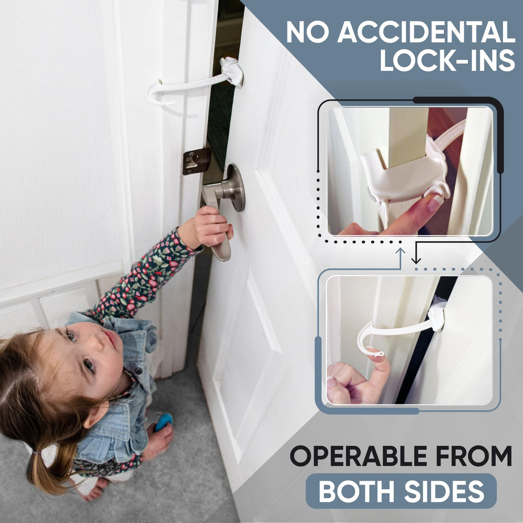 Child Proof Door Lock & Pinch Guard - For Door Knobs & Lever Handles - Easy to Install - No Tools or Tape Required