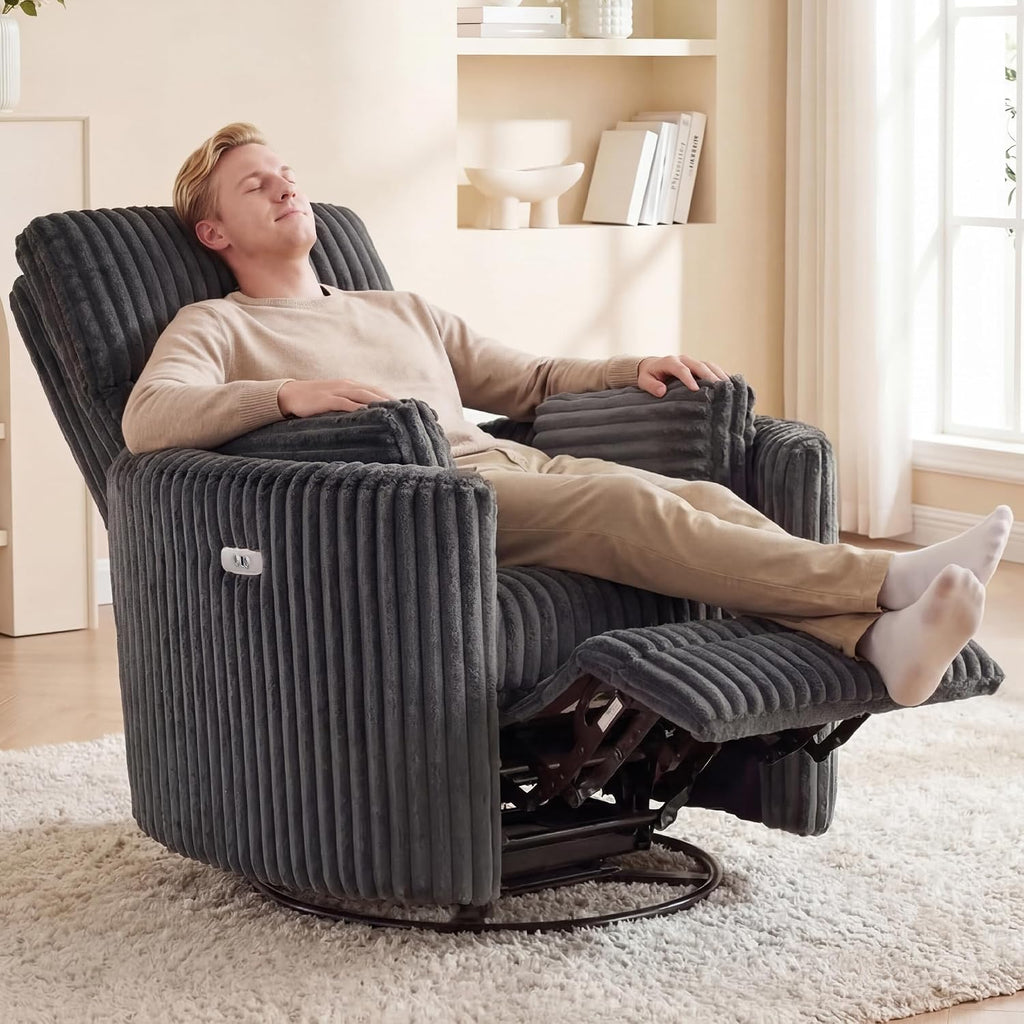 Power Recliner,Nursery Swivel Glider Rocking Chair with USB Port,Upholstered Adult Electric Recliner Rocking Chair
