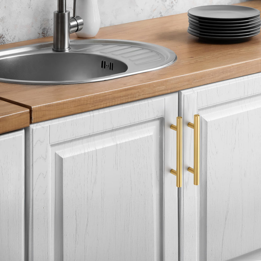30 Pack Gold Cabinet Handles, 4 in Hole Center Cabinet Pulls
