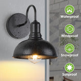Outdoor Wall Sconce, 2 Pack Exterior Waterproof Farmhouse Barn Light Fixture, Black Garage Wall Lantern