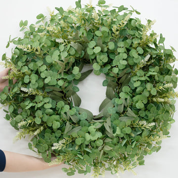 26" Large Eucalyptus Wreath for Front Door Spring Summer Greenery All Season Green Year Round Artificial Eucalyptus
