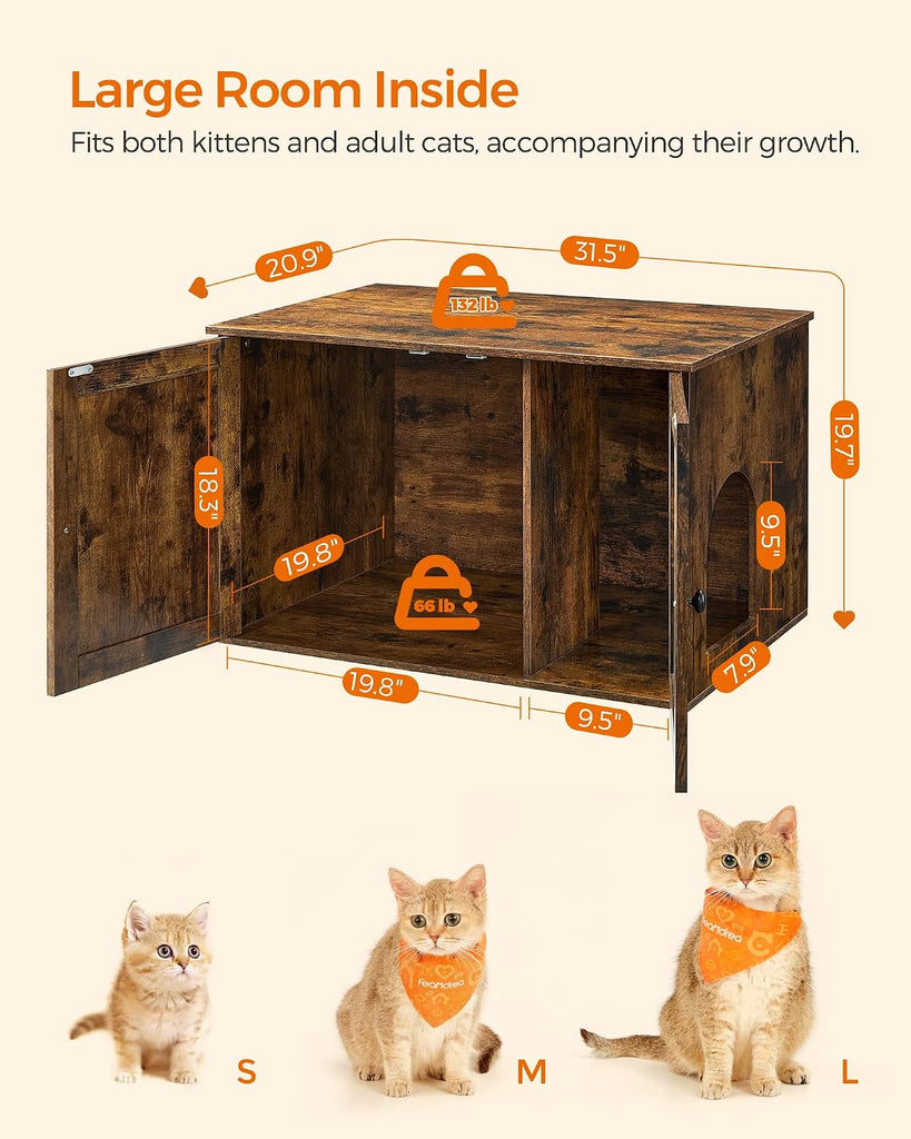 Cat Litter Box Enclosure, End Table, 31.5 x 20.9 x 19.7 Inches
