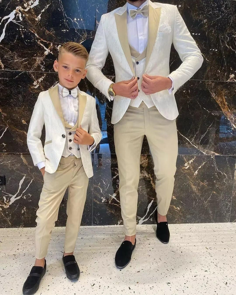 Suits for Boys Floral Jacquard Boys Tuxedo Suit 3 Piece Formal Dress
