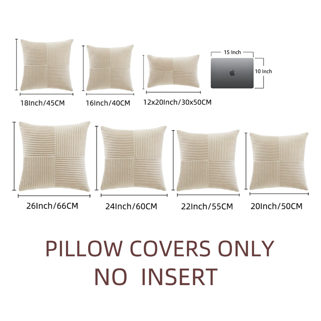 2 Packs Tan Decorative Throw Pillow Covers 22x22 Inch Couch Bed Sofa, Rustic Farmhouse Boho Home Decor, Soft Corss