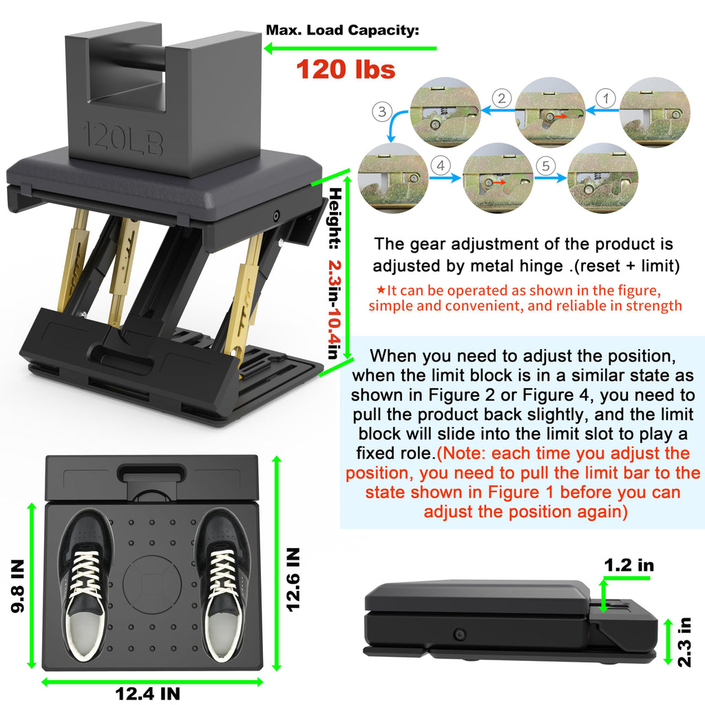 120 lbs Ergonomic Adjustable Under Desk Footrest & Leg Rest Stool