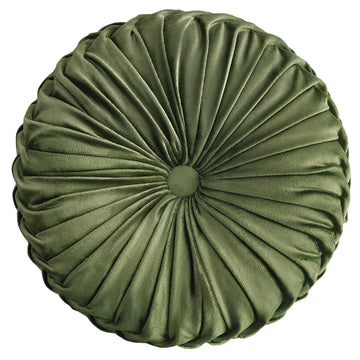 Round Throw Pillow Velvet Home Decoration Pleated Round Pillow Olive