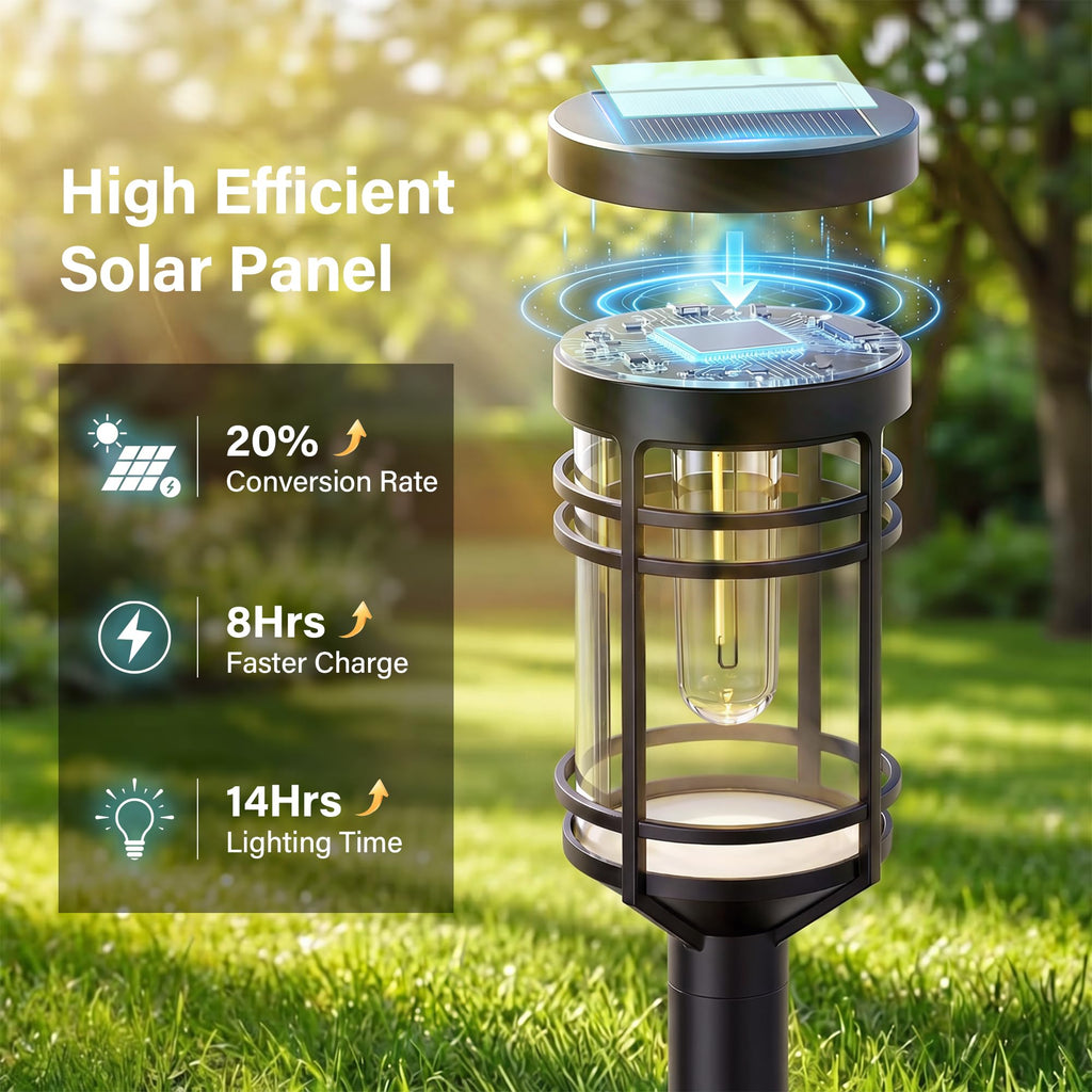 Solar Pathway Lights Outdoor 6 Packs, Solar Garden Lights IP65 Waterproof, LED Solar Powered Path Light Auto On/Off