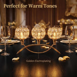 3-Arm Arched Crystal Candelabra, Gold Candle Holder Table Centerpiece, Dining, Party, Thanksgiving & Christmas