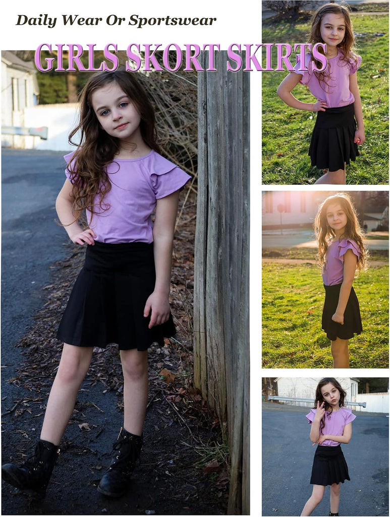 Girls Tennis Skirts with Pockets Kids Athletic Pleated Golf Skorts