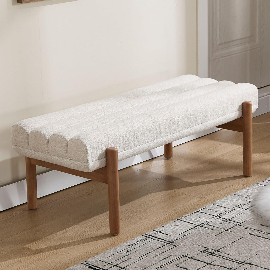 Modern Upholstered Bedroom Bench End of Bed, Comfy Modern Entryway Bench Solid Wood Frame, 47" Indoor Bench Dining