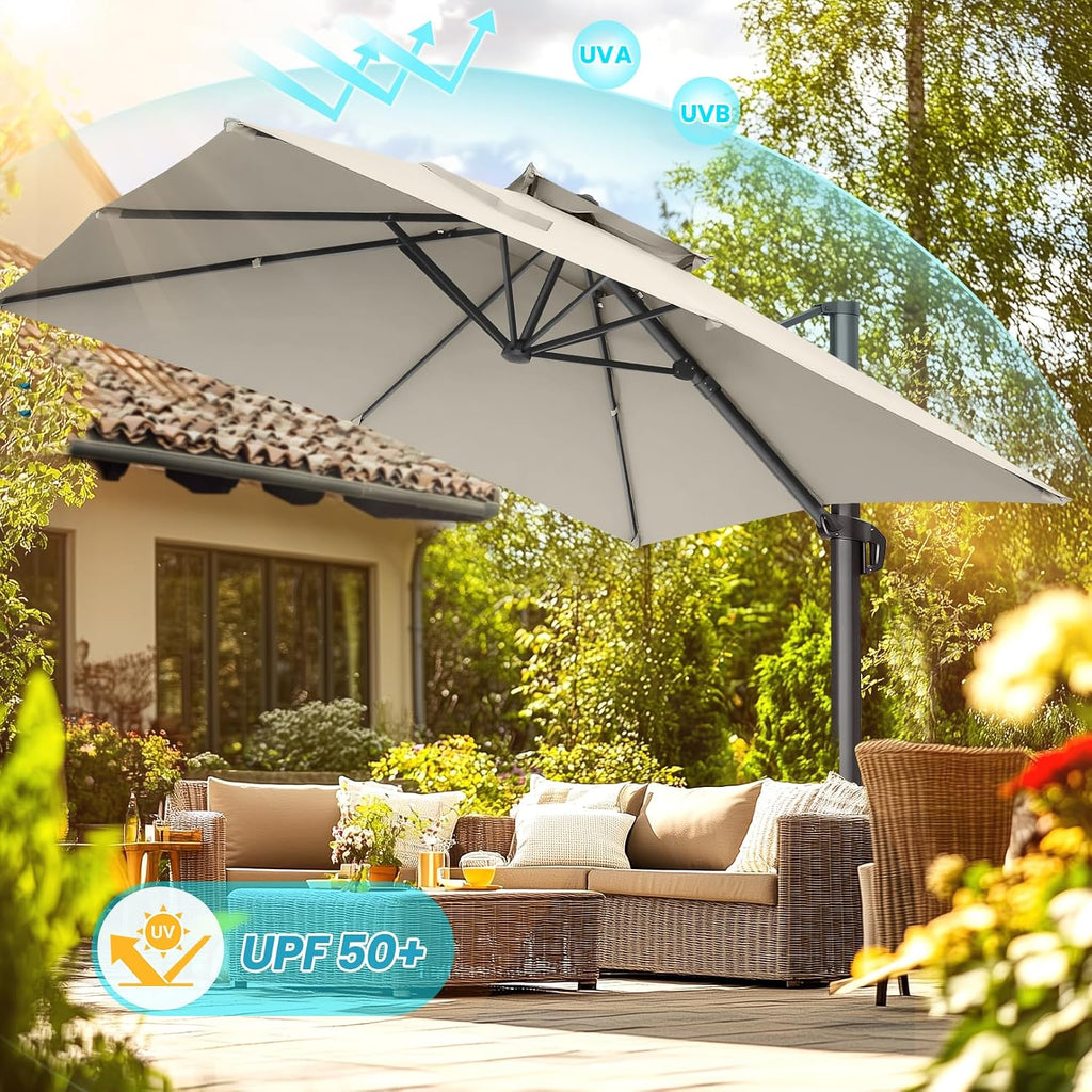 HOTEEL10x10ft Patio Umbrella Cantilever Umbrellas Double Top - Upgrade and Intensify