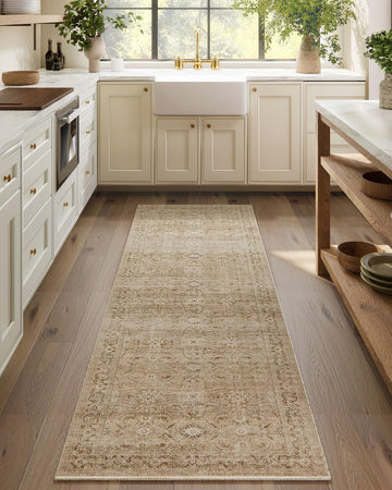 Machine Washable Runner Rugs : 2'6"x8' Kitchen Runner Rug with Rubber Backing Non Slip Low Pile Soft Faux Wool Boho