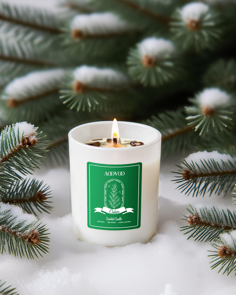 Holiday Candles Set for Women - 4 Pack Candles Scented, Aromatherapy with Crystals, 28 oz 200 Hour Long Lasting