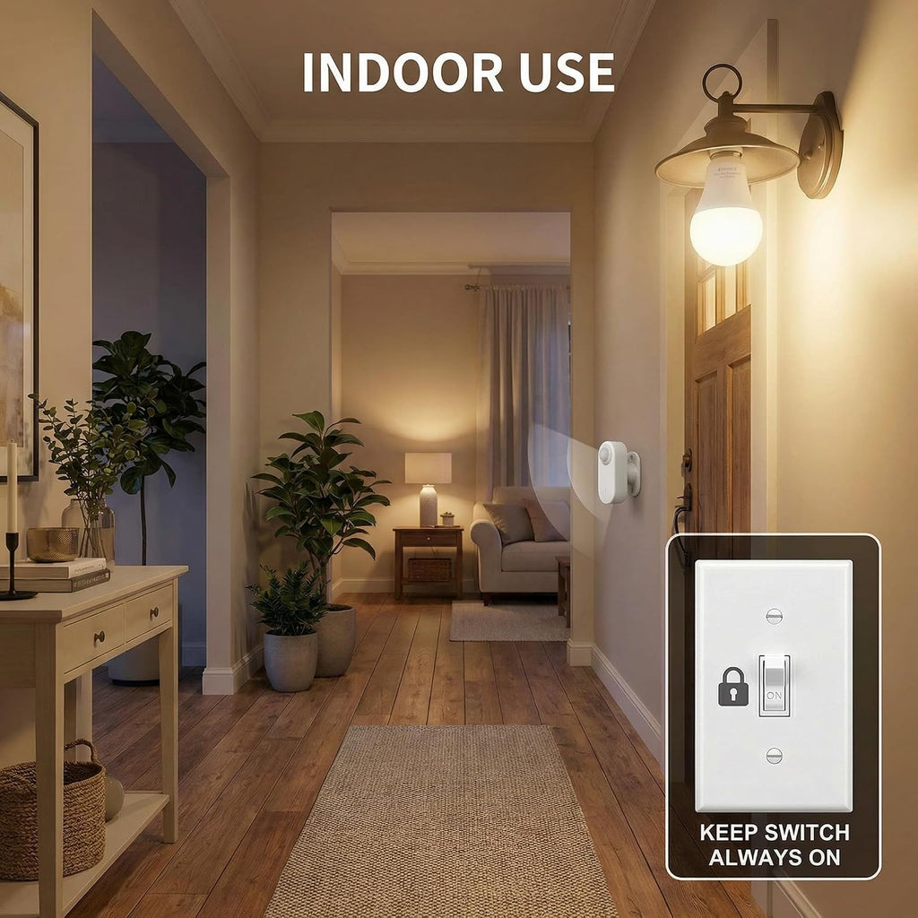 Detached Motion Sensor Light Bulb(1 Pack), A19 E26 LED Bulb, 6000K Daylight White, Wall-Mount Sensing Unit (2 Pack)