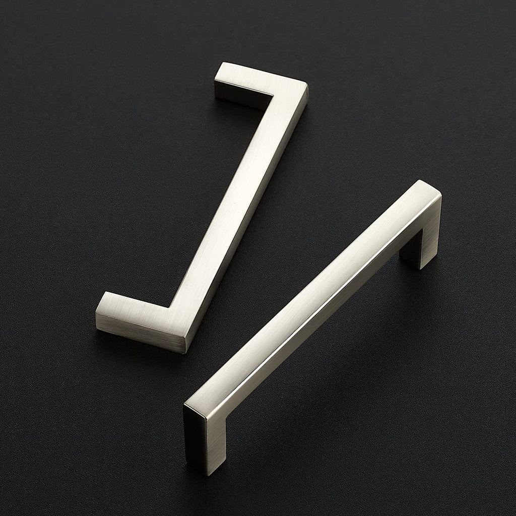 Brushed Nickel Square Solid Cabinet Handles, 3-3/4 Inch, 25 Pack