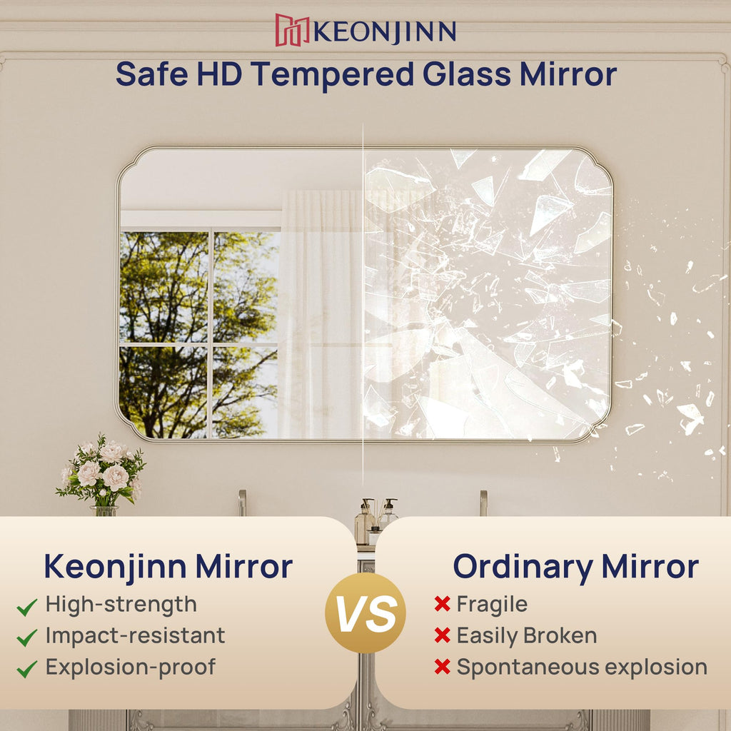 Brushed Nickel Scalloped Mirror 24" x 36", Rectangle