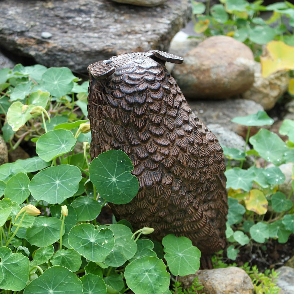 Great Horned Owl Garden Statue, Bronze
